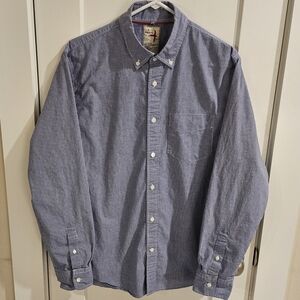 Relwen Micro-Gingham Plaid Button-Down Check Shirt - Blue & White - Size Large